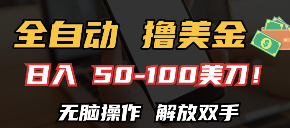 全自动撸美金, 日入100＋美金, 被动收入，懒人捡钱